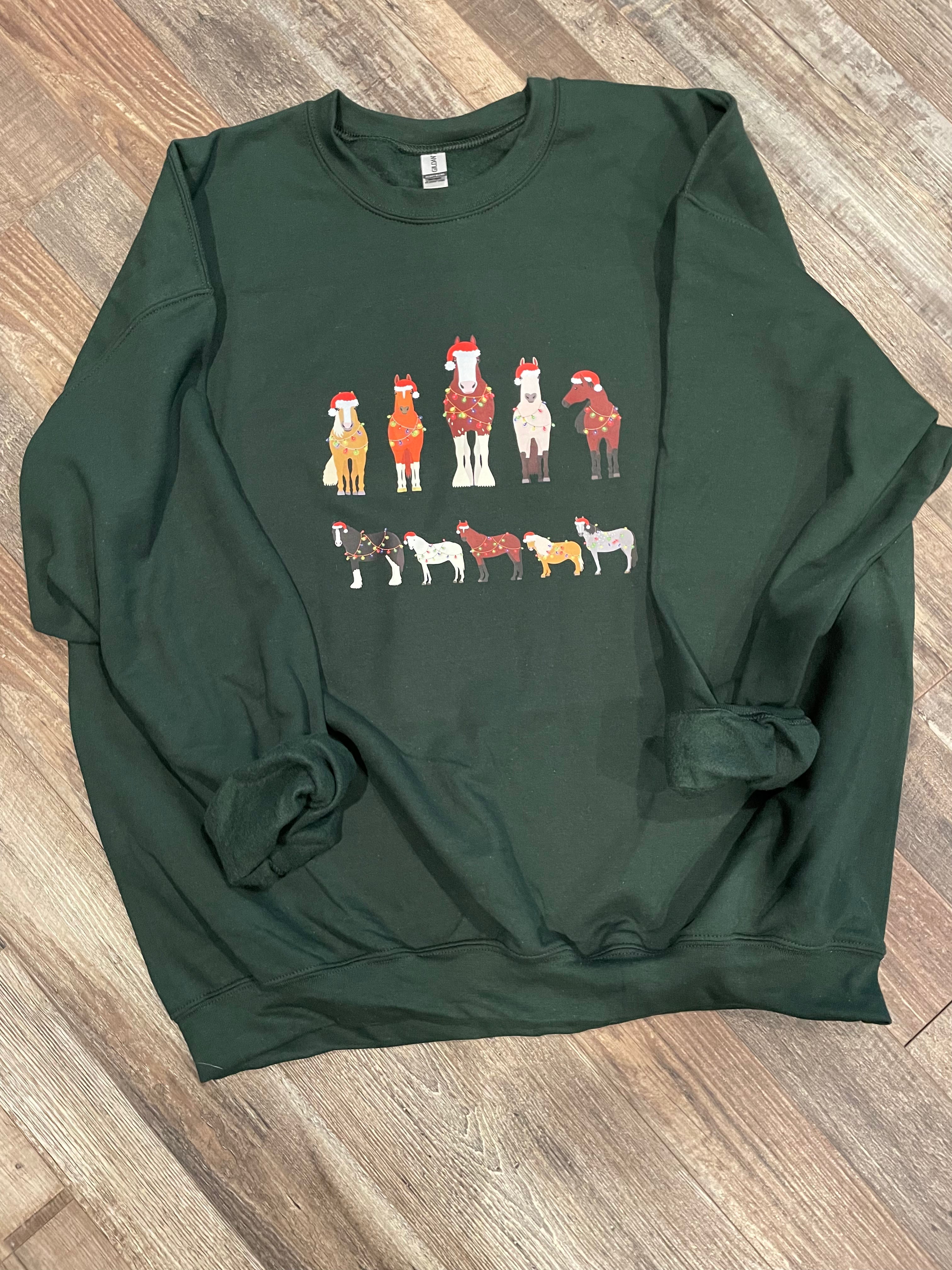 Festive Horses Adult Crew