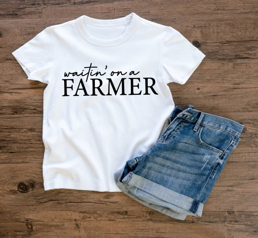 Waitin' on a Farmer Adult T-shirt