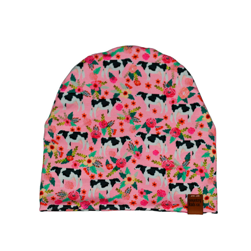 Dairy Cow + Floral Beanie