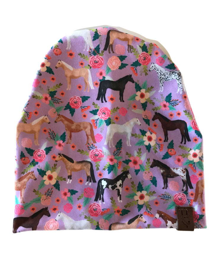 Floral Horse Slouchy Beanie