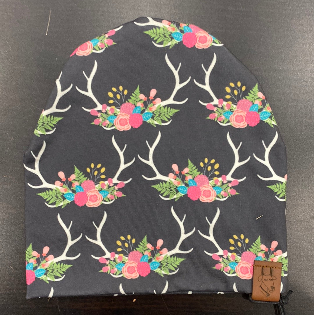 Antler + Floral Beanie