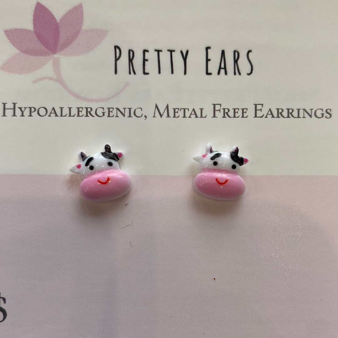 Pretty Ears Exclusive Farm Animals Studs - Dairy Cow head